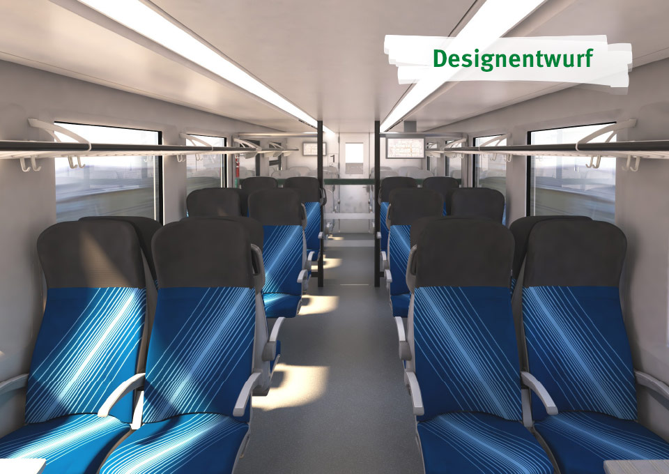 Die Innenausstattung der neuen Züge (Designentwurf).